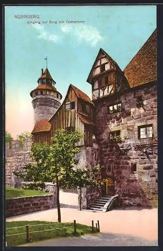 AK Nürnberg, Eingang zur Burg mit Vestnerturm