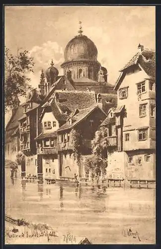 AK Nürnberg, Partie an der Insel Schütt, Synagoge