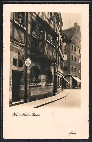 AK Nürnberg, Strassenpartie am Hans Sachs-Haus