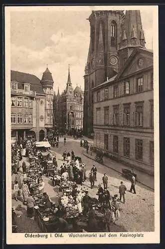 AK Oldenburg i. O., Wochenmarkt auf dem Kasinoplatz