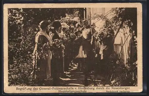 AK Oldenburg / O., Regimentsfest und Denkmalsenthüllung der 91er 1921, Begrüssund v. Hindenburgs