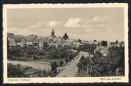 AK Schwenda /Südharz, Blick vom Haseltal