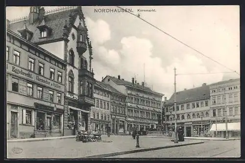 AK Nordhausen, Kornmarkt mit Hotel Römischer Kaiser und Optiker Eggebrecht