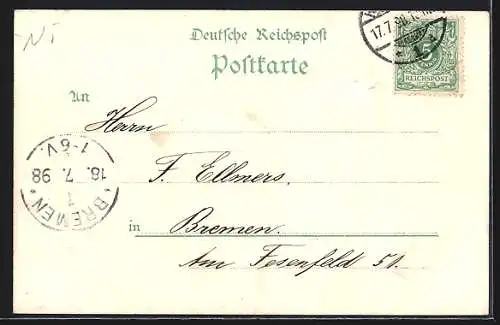 Lithographie Hannover, Kriegerdenkmal, Etablissement Tivoli und Georgstrasse