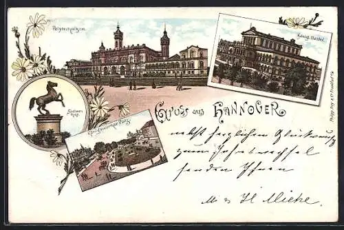 Lithographie Hannover, Polytechnikum, Königsworther Platz, Sachsen-Ross