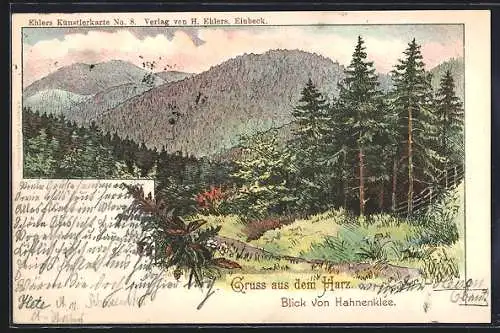 Künstler-AK Hahnenklee /Harz, Berglandschaft im Sommer