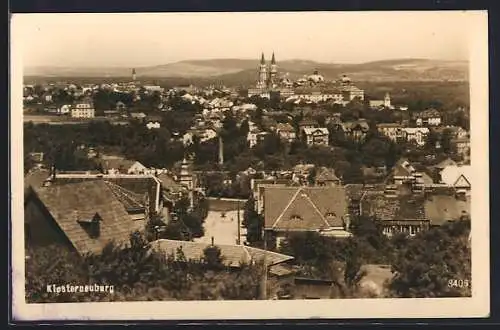 AK Klosterneuburg, Teilansicht mit Stift aus der Vogelschau