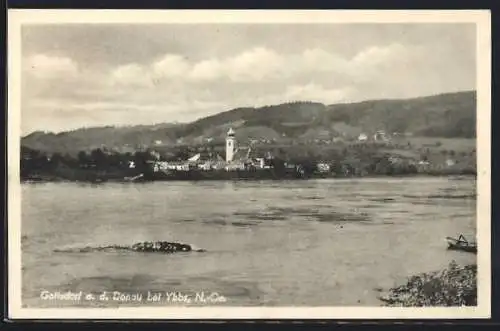 AK Gottsdorf a. d. Donau, Ortspanorama vom Wasser aus