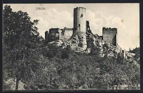 AK Irnfritz-Messern, Blick auf die Burg Grub