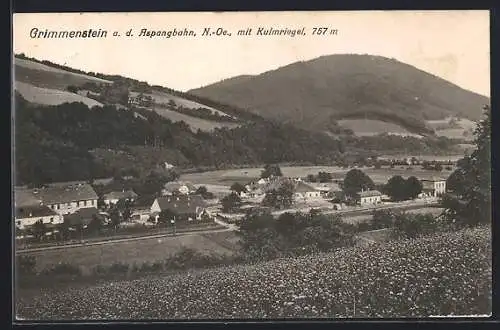 AK Grimmenstein an der Aspangbahn, Gesamtansicht mit Kulmriegel