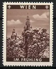 Reklamemarke Wien, Im Frühling, Rathaus und Blütenbaum