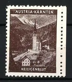 Reklamemarke Austria-Kärnten, Heiligenblut, Kirche vor Bergkulisse