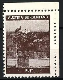 Reklamemarke Austria Burgenland, Rust, Storchennest