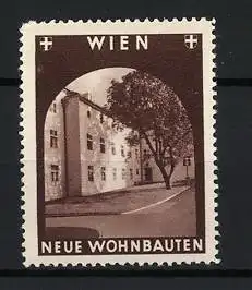 Reklamemarke Wien, Neue Wohnbauten, Gebäude mit Baum