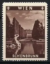 Reklamemarke Wien, Schönbrunn, Schloss mit Parkansicht