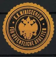 Reklamemarke K.K. Ministerium, Für öffentliche Arbeiten, Doppeladler-Siegel