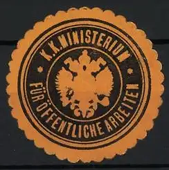 Reklamemarke K.K. Ministerium, Für öffentliche Arbeiten, Doppeladler