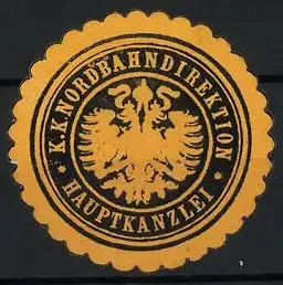 Reklamemarke K.K. Nordbahndirektion, Hauptkanzlei, Doppeladler-Emblem