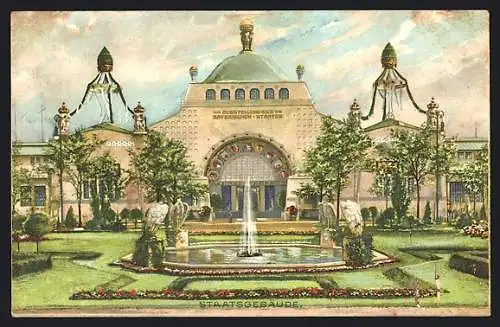 Künstler-AK Nürnberg, Bayerische Jubiläums-Landes-Ausstellung 1906, Staatsgebäude