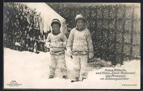 AK Prinz Wilhelm u. Prinz Louis Ferdinand von Preussen im Schneegestöber