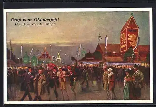 Künstler-AK Ernst Schlemo: Oktoberfest, Heimkehr von der Wies'n