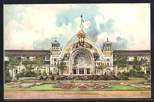 Künstler-AK Nürnberg, Bayerische Jubiläums-Landes-Ausstellung 1906, Hauptindustriegebäude