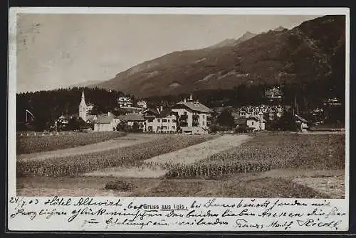 Foto-AK Fritz Gratl: Igls, Ortspartie mit Kirche