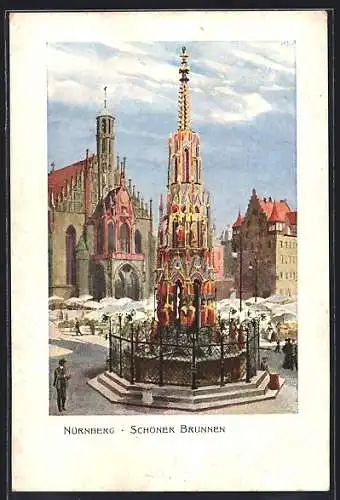 Künstler-AK Heinrich Kley: Nürnberg, Schöner Brunnen