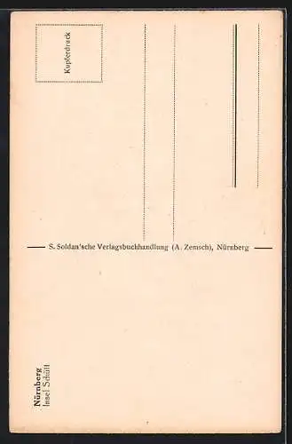 Künstler-AK Nürnberg, Insel Schütt mit Synagoge