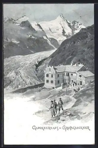 Künstler-AK Edward Theodore Compton: Glocknerhaus und Blick auf den Grossglockner