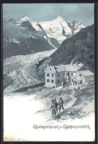 Künstler-AK Glocknerhaus, Motiv mit Grossglockner