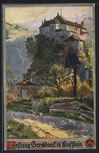 Künstler-AK E.F. Hofecker: Kufstein, Festung Geroldseck, Deutscher Schulverein NR.335