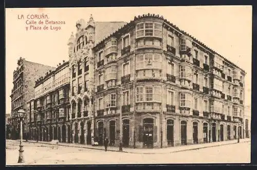 AK La Coruna, Calle de Betanzos y Plaza de Lugo