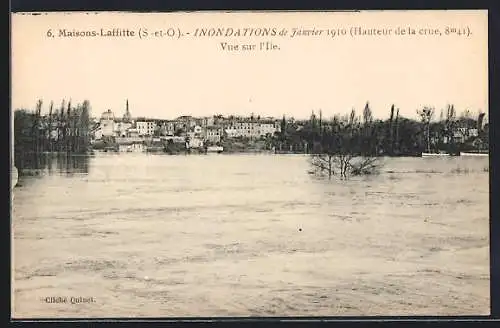 AK Maisons-Laffitte, Inondations de Janvier 1910, Vue sur l`Ile