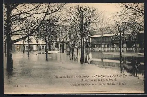 AK Maisons-Laffitte, Inondations de Janvier 1910, Champ de Courses, Interieur du Persage