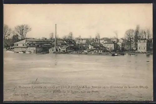 AK Maisons-Laffitte, Inondations de Janvier 1910, Bords de la Seine, vus du Pont