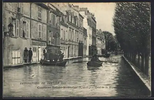 AK Conflans-Sainte-Honorine, Inondations de Janvier 1910, Quai de la Republique