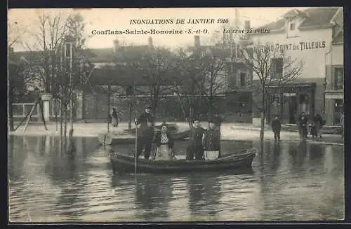 AK Conflans-Sainte-Honorine, Inondations de Janvier 1910, La crue se retire