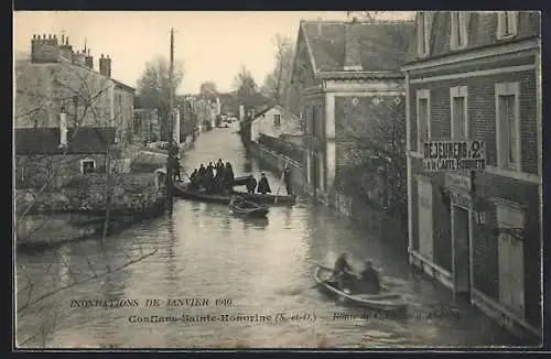 AK Conflans-Sainte-Honorine, Inondations de Janvier 1910, Route de Conflans a Andresy