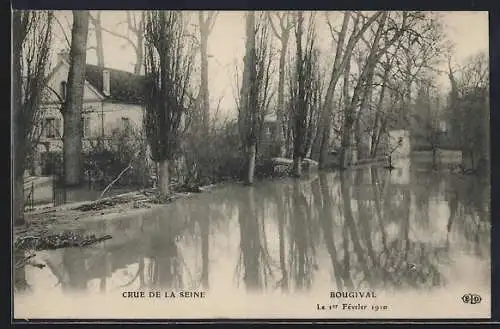 AK Bougival, Crue de la Seine, Février 1910, Un Rue, Hochwasser