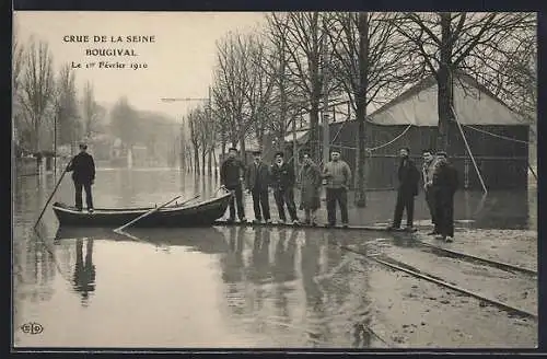 AK Bougival, Crue de la Seine, Le 1er Fevrier 1910