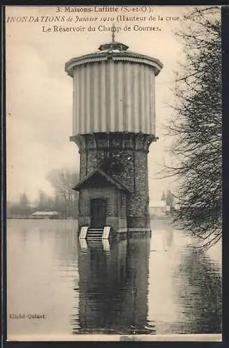 AK Maisons-Laffitte, Inondations de Janvier 1910, LeReservoir du Champ de Courses