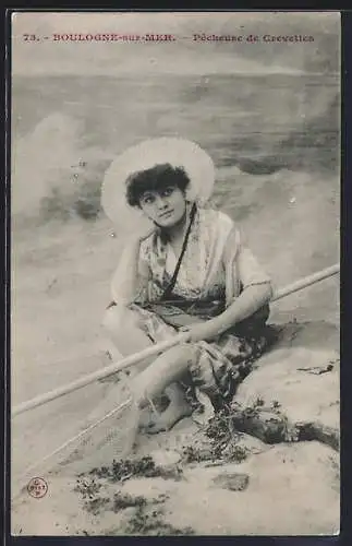 AK Boulogne-sur-Mer, Pêcheuse de Crevettes