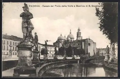 AK Padova, Canale del Prato della Valle e Basilica si S. Giustina