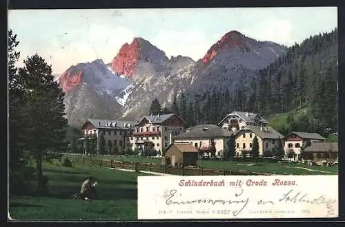 AK Schluderbach, Ortsansicht mit Croda Rosa