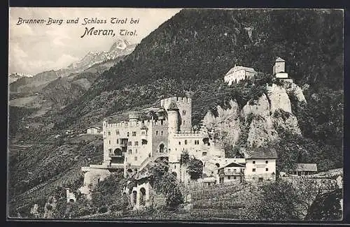 AK Meran, Brunnenburg und das Schloss Tirol