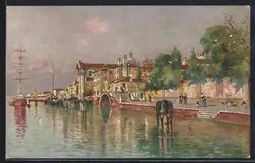 Künstler-AK Venezia, Canale della Giudecca