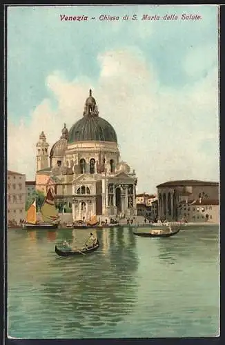 AK Venezia, Chiesa di S. Maria della Salute, Blick zur Kirche