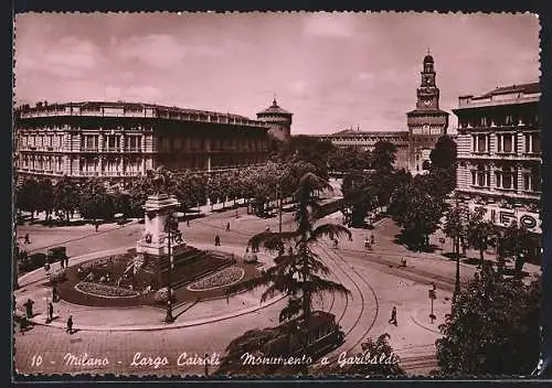 AK Milano, Largo Cairoli, Monumento a Garibaldi