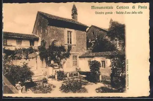 AK Pavia, Monumentale Certosa, Chiostro grande, Veduta d`una delle celle